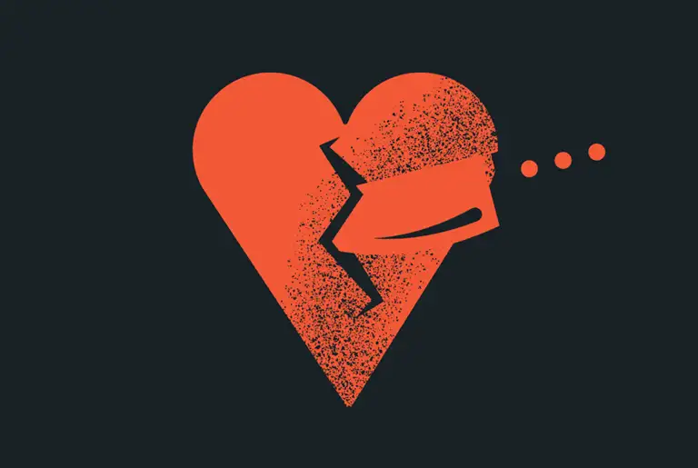 Hjerte med kniv i - grafik til podcast om partnerdrab 